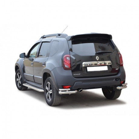 Защита заднего бампера «Уголки двойные» (d63.5) для Renault Duster (2015-н.в.)(Окрашенное) купить недорого с доставкой в Судак